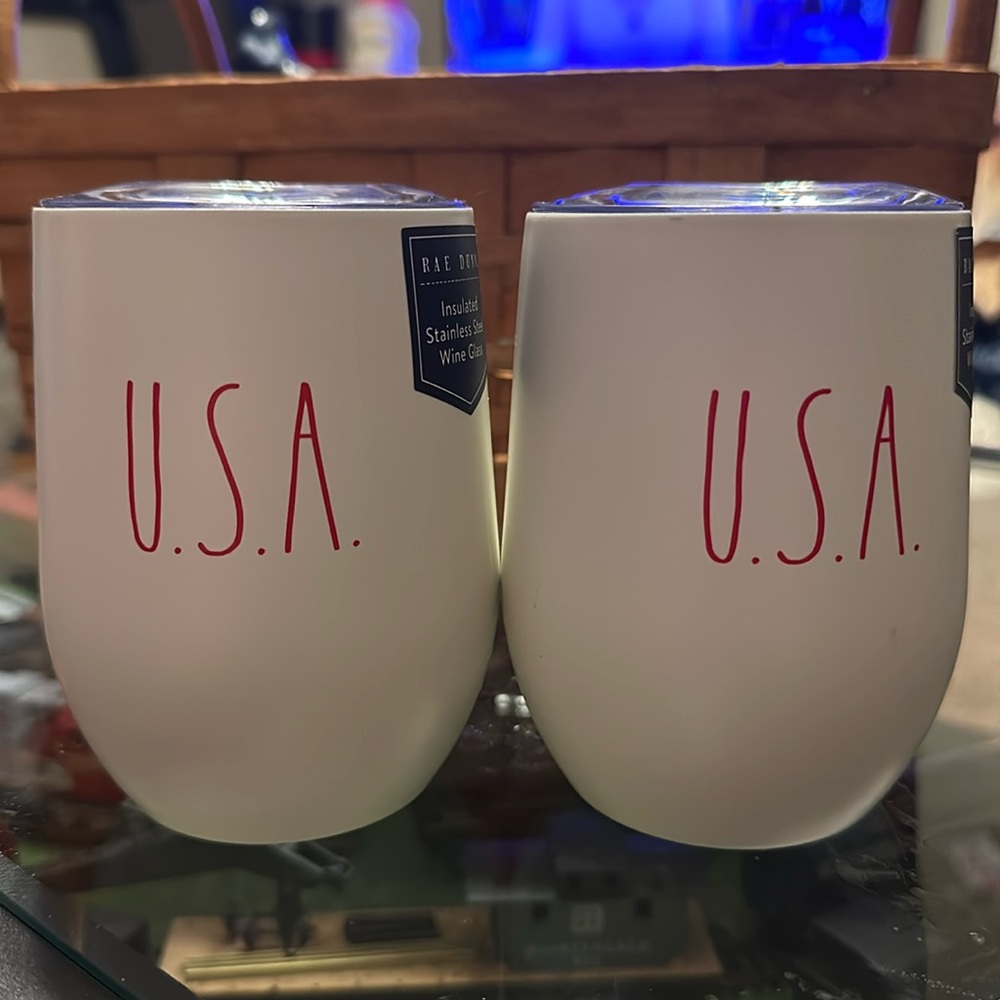 Set of 2 Rae Dunn U.S.A 12 oz tumblers